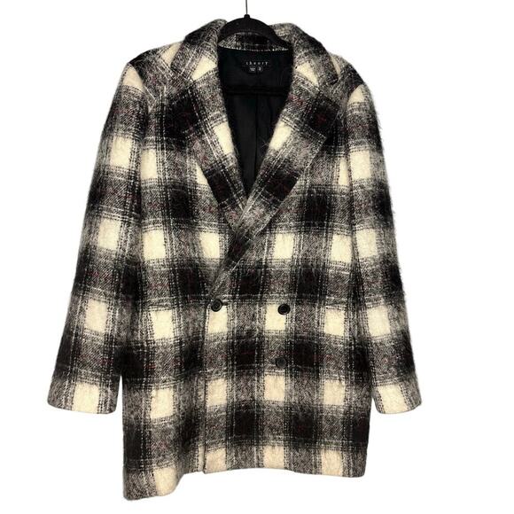 Theory Wool Plaid Print Pea Coat Women's Size Medium Warm Jacket